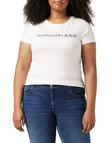 Calvin Klein Core Institutional Logo Slim Fit Tee Maglietta, Bianco (Bright White 112), M Donna