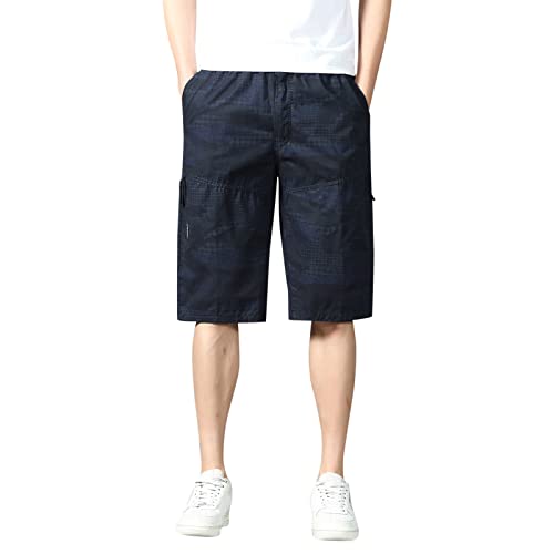 Camicia Jeans Uomo Regular Pantaloncini per Attrezzi da Esterno con Fibbia con Cerniera Multitasche Casual Tinta Unita Moda Maschile Pantaloni Corti Marca