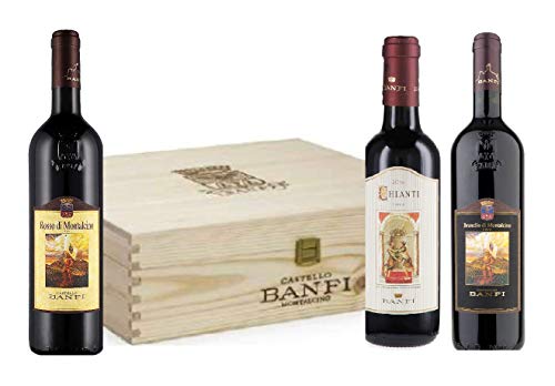 Cassetta Degustazione -Banfi- Brunello di Montalcino DOCG + Rosso di Montalcino DOC + Chianti Classico DOCG 75 cl Ottima Idea Regalo !