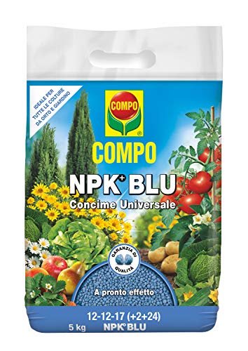 Compo NPK BLU, Concime Universale Granulare Per Orto E Giardino, A Pronto Effetto, Confezione da 5 Kg,