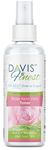 Davis Finest Tonico Viso all Acqua di Rose e Aloe Vera - Tonico Viso Astringente Pori in Spray - Idratante Viso Schiarente - Detergente Viso Astringente e Rinfrescante - Vegan (100 g)