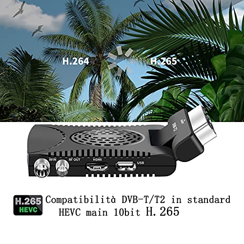 Decoder Mini Digitale Terrestre Scart DVB-T2 180° USB HDMI Full HD...