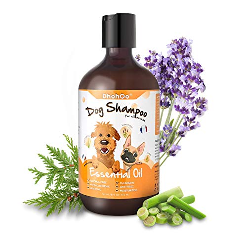 Dhohoo Shampoo per Cani Balsamo per allergie e prurito con Olio Essenziale, Ingredienti Naturali Shampoo per Cuccioli per Cane puzzolente, reilief Dry Skin per Crescita Sana dei Capelli. (473ml)