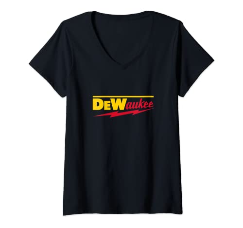 Donna Divertente marchio DeWaukee Power Tool Maglietta con Collo a V