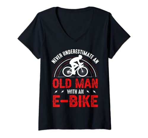 Donna Non sottovalutare mai un vecchio con un pilota di e-bike Maglietta con Collo a V
