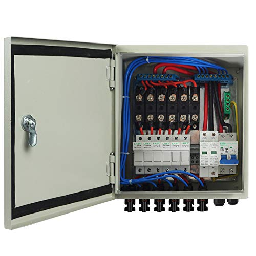 ECO-WORTHY 6 String PV Combiner Box & 63A Interruttori per Pannello Solare Grid Connect e Off-grid Sistema di Energia Solare, Scatola Elettrica, Protezione Impermeabile e Sicura