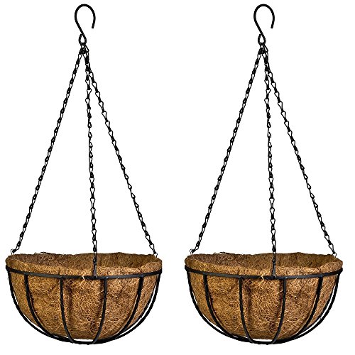 Esoes Growers - Cesto da appendere per fioriere, in cocco, struttura decorativa in ferro, per interni ed esterni