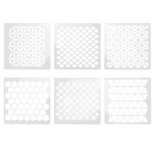 EXCEART 6Pcs Stencil Geometrici a Nido d Ape Modelli Riutilizzabili di Pittura Journaling Stencil Set per Pittura su Pareti Mobili in Legno Tela (Bianco)