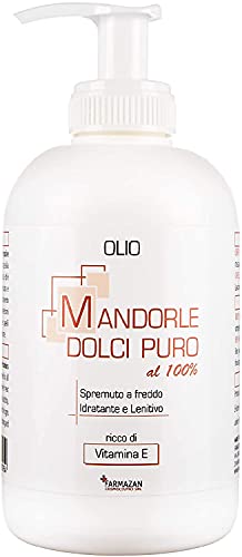 Farmazan - Olio di Mandorle Dolci Puro al 100% - Spremuto a Freddo - 250 ml - Ideale per la Cura dei Capelli e della Pelle Secca - Made in Italy…