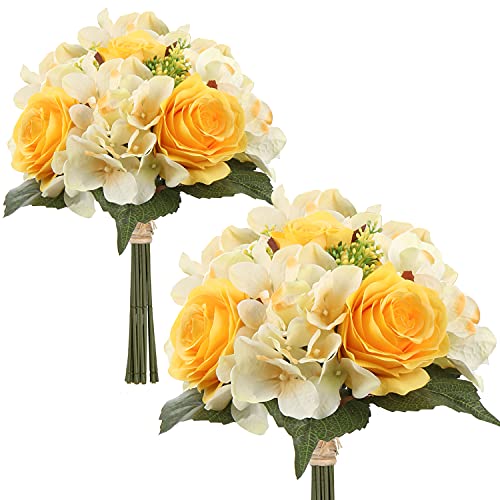 Fiori artificiali, bouquet di fiori artificiali, set di 2 bouquet di ortensia, altezza 30 cm, pianta decorativa per composizioni, tavola o matrimonio