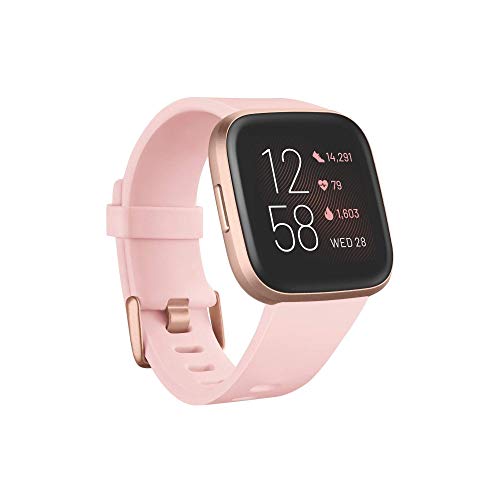 Fitbit Versa 2 smartwatch per salute e fitness con controllo vocale, punteggio del sonno e musica per unisex adulto Taglia unica Copper Rose