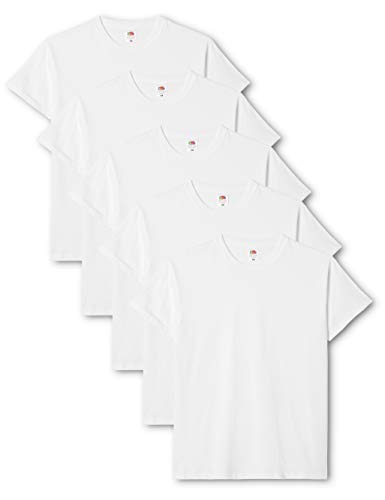 Fruit of the Loom Original T., T-Shirt Uomo, Bianco (White 30), Large(Pacco da 5)