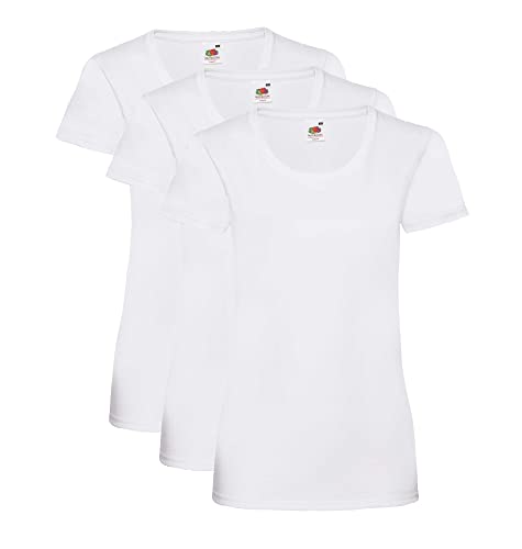 Fruit of the Loom Valueweight T-Shirt, Bianco (Bianco), Medium (Taglia Produttore:M) (Pacco da 5) Donna