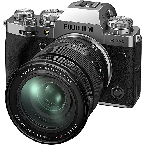 Fujifilm X-T4 Fotocamera Digitale Mirrorless 26MP con Obbiettivo XF16-80mmF4 R OIS WR, Sensore X-Trans CMOS 4, IBIS, Filmati 4K 60p, Mirino EVF, Schermo LCD 3  Touch Vari-Angle, Argento