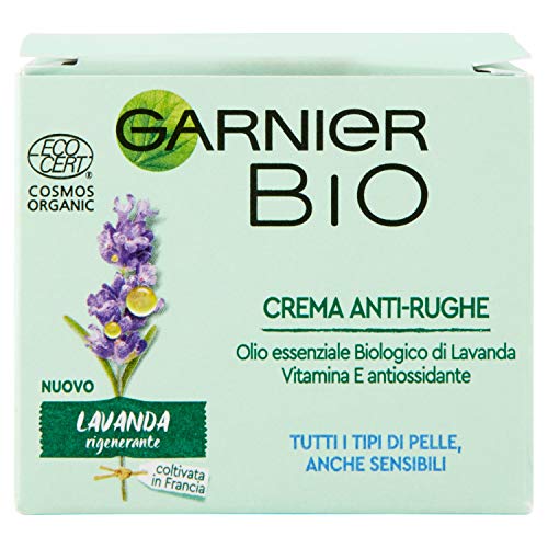Garnier Bio Crema Viso Anti-rughe Lavanda Rigenerante, Crema Viso Anti-età Anti-rughe, Formula alla Lavanda, 50 ml, (la confezione può variare)
