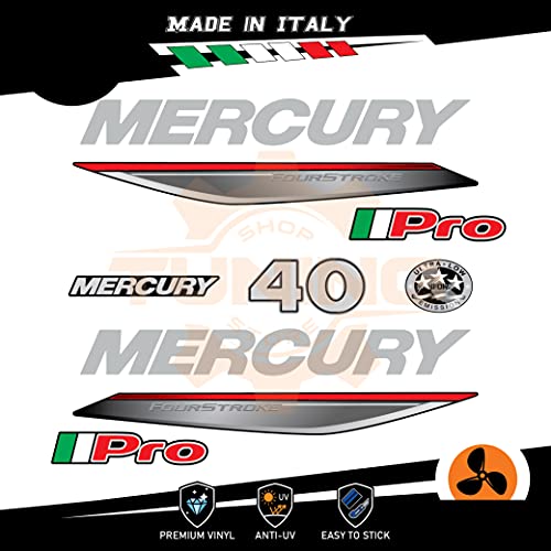 Generico Kit Adesivi Motore Marino Fuoribordo Mercury 40 CV - Four ...
