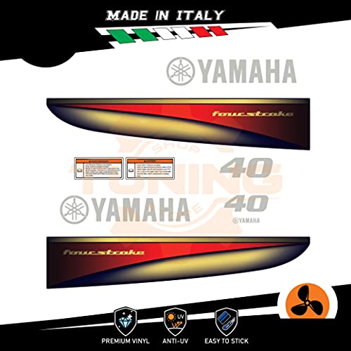 Generico Kit Adesivi Motore Marino Fuoribordo Yamaha 40 CV - Four Stroke Supreme