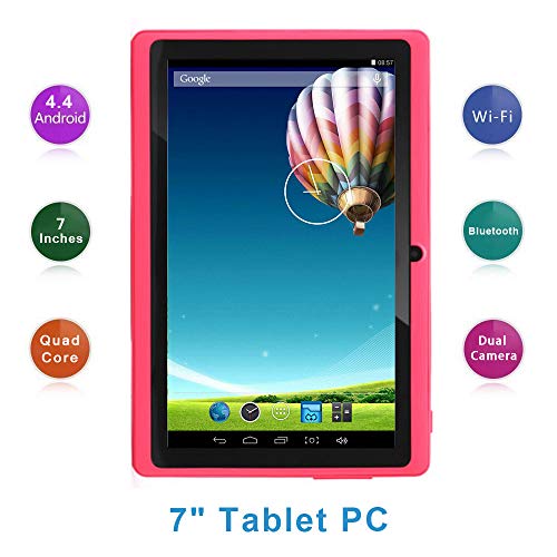 Haehne 7 Pollici Tablet PC, Google Android 5.0 Quad Core, 1 GB RAM 8GB ROM, Doppia Fotocamera, Touchscreen Capacitivo, WiFi, Bluetooth, Rosa