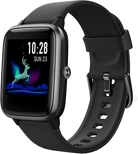 HAFURY Smartwatch,Orologio intelligente per iOS e Android, 1,3 Full Touch Schermo, monitor della salute, cellulare connesso, push di APP, impermeabile IP68,orologi da donna e da uomo alla moda (Nero)