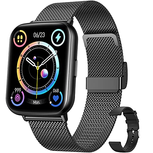 Hommie Smartwatch Uomo,Orologio Fitness Uomo Full Touch 1,69 Pollici,Cardiofrequenzimetro da Polso Pressione Sanguigna Contapassi Calorie Notifiche Messaggi Smart Watch IP68 per Android iOS