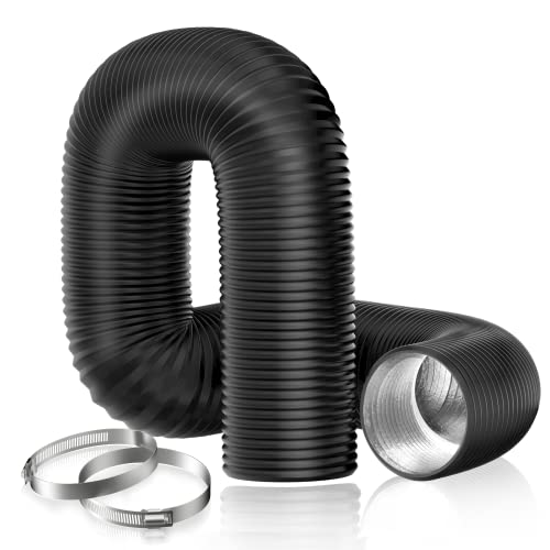 Hon&Guan 125mm Condotti Tubo di Ventilazione Flessibile in Alluminio PVC per Aerazione Domestica, Hydroponics (ø125mm*5m, Nero)
