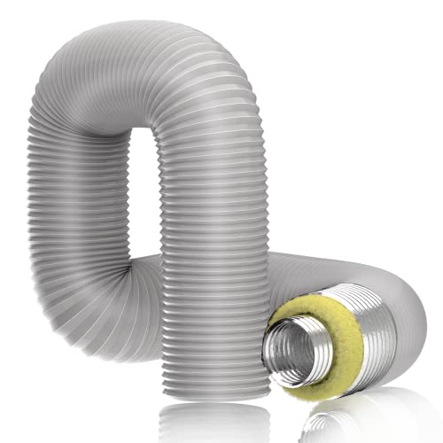 Hon&Guan Isolamento termico e acustico - ø100MM Tubo flessibile di ventilazione Condotti di aerazione in alluminio PVC per mobile climatizzatore, aspiratore aria - lungo 2,5M (ø100mm*2,5m)