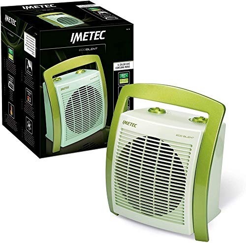 Imetec Eco Silent FH5-100 Termoventilatore Silenzioso a Basso Consumo Energetico, Maniglia Ergonomica, 3 Livelli di Temperatura, Termostato Ambiente
