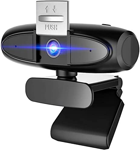 jojobnj Webcam PC con Microfono, USB 2.0 Webcamera 1080P Full HD, 360 Gradi Webcam per Video Chat e Registrazione, Conferenze, Studi, Videochiamate, Lezioni Online e Giochi (nero)