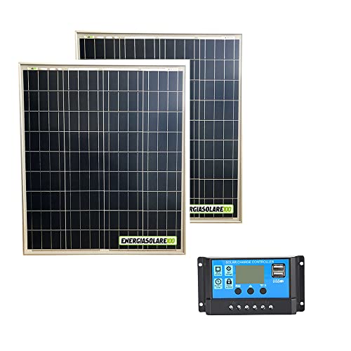 Kit Solare Fotovoltaico 160W 24V Regolatore PWM 10A Chalet Baita Casa Illuminazione