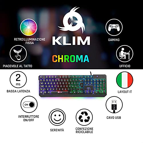 KLIM Chroma Tastiera ITALIANA per Gaming USB - Nuova Versione 2022 ...