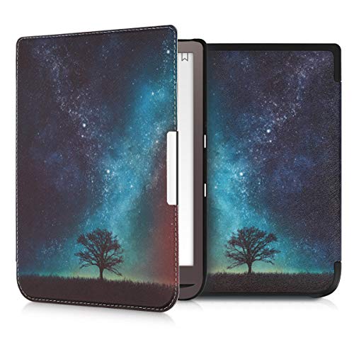 kwmobile Custodia Compatibile con Pocketbook InkPad 3 3 PRO Color - Cover Pelle Sintetica con Chiusura Magnetica - eReader Flip Case Blu Grigio Nero