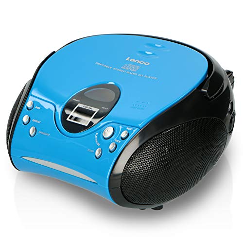 Lenco SCD-24 Stereo Boombox, Radio FM, CD-Player, Blu Nero