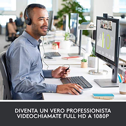 Logitech C920 HD Pro Webcam, Videochiamata Full HD 1080p 30fps, Aud...