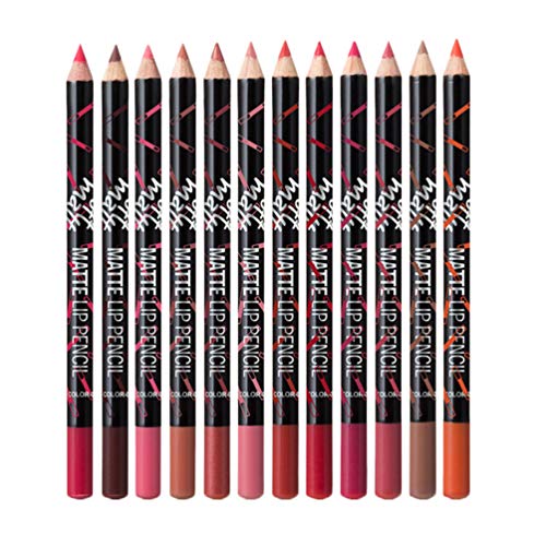 Lurrose Matte Lip Liner Pen Waterproof Lip Pencil contorno modellante rossetto per donne e ragazze 12 colori