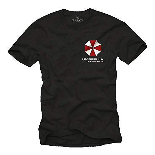 MAKAYA Maglietta Uomo Manica Corta - Resident Evil T-Shirt - Umbrella Corporation Nera M