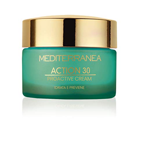Mediterranea - Action 30 Proactive Cream - Crema Viso Idratante Antietà Giorno e Notte per Pelli Giovani - Azione Detossinante e Antiossidante per Prevenire le Rughe - 50 ml