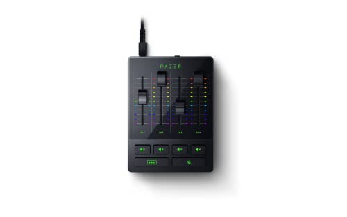 Mixer audio Razer (Mixer audio analogico, Interfaccia a 4 canali con tasti di disattivazione, Ingresso XLR con preamplificatore, Plug and play)