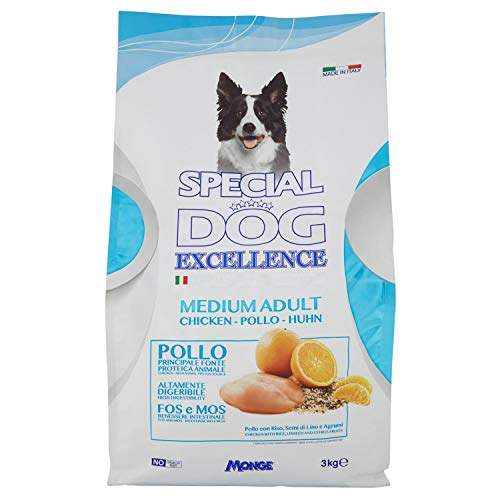 Monge Special Dog Alimento Completo per Cani Adulti di Taglia Media con Riso, Semi di Lino e Agrumi, 3kg