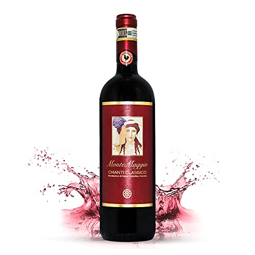 Montemaggio - Vino Rosso Secco Biologico Toscano | Chianti Classico di Montemaggio | Affinamento Lungo | DOCG | Fresco e Ricco di Sapore | Merlot Sangiovese | Regalo per Amanti del Vino | 0.75L