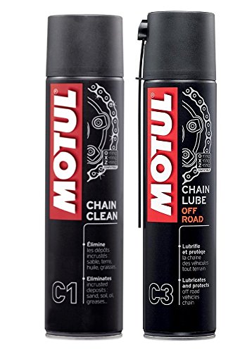 MOTUL Confezione + Economico MC Care Spray Lubrificante Catena (C3) e Detergente per catena (C1) Moto da strada.