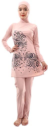 Musuly Burkini Rosa Chiaro – Combinazione Costume da Bagno con Velo (48)