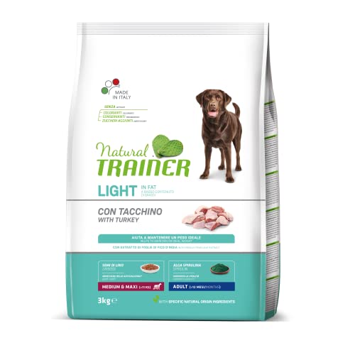 Natural Trainer Ideal Weight Medium&Maxi Cibo per Cani Adulti Light in fat con Tacchino - 3kg