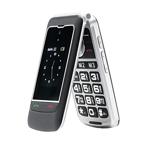 NEWAYGRAND Telefono Cellulare GSM per Anziani con Tasti Grandi Cellulare a Conchiglia Grande Facile da usare con SOS base di Ricarica, Chiamata Rapida