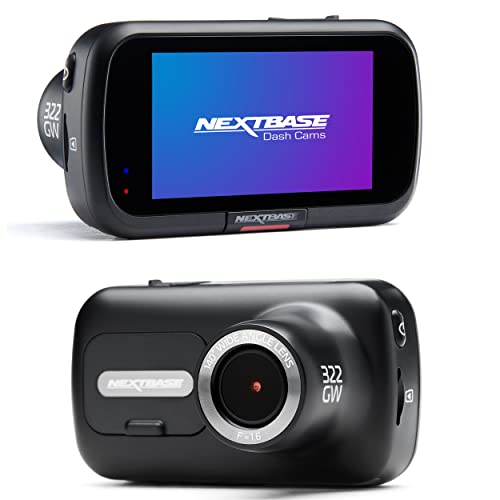 Nextbase 322GW - Dash Cam - Full HD 1080p   30fps DVR Cam - Moduli di registrazione anteriore e posteriore - Angolo di visione ampio 140 ° - Wi-Fi e Bluetooth - GPS - Emergenza SOS