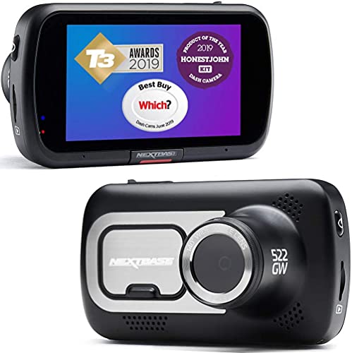 Nextbase 522GW - Car Dash Cam - Full HD DVR da 1440 p   30 fps - Moduli di registrazione anteriore e posteriore - Angolo di visione ampio 140 ° - Wi-Fi e Bluetooth - Alexa – GPS