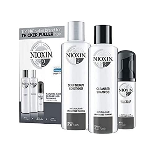 Nioxin Kit 1 2 3 4 5 e 6 | Trattamento per Infoltimento dei Capelli | Riduce la Caduta dei Capelli | Sistema 2 | per Capelli Naturali Assottigliati | 40 - 150 ml