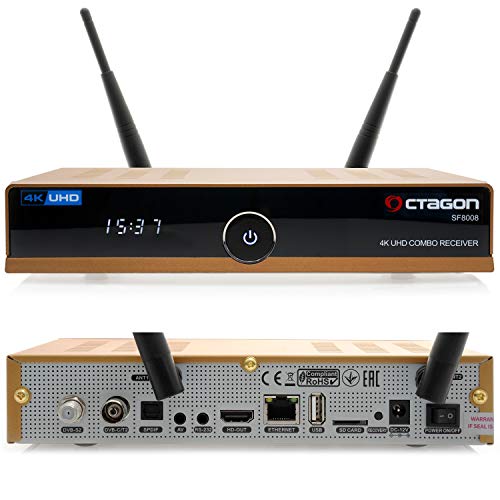 OCTAGON SF8008 Limited Gold Edition - 4K UHD E2 DVB-S2X & DVB-C T2 (Dual OS) Combo
