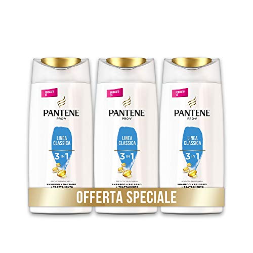 Pantene Pro-V Shampoo e Balsamo e Trattamento, Linea Classica 3 in 1, per Capelli Sani e Lucenti, Nutre in 1 Solo Passaggio, Maxi Formato da 3 x 675ml