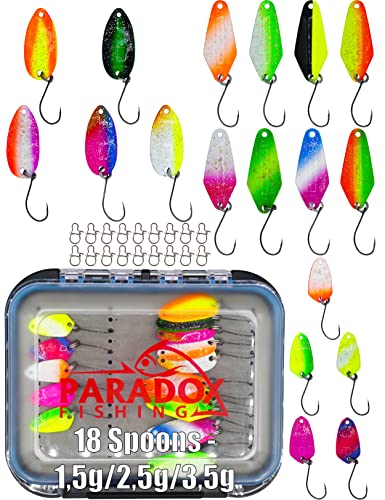 Paradox Fishing - Set di 18 spoon con scatola e snaps spoon trout a...