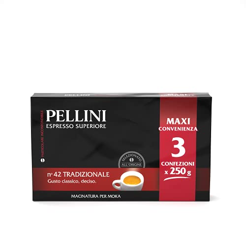 Pellini Caffè Espresso per Moka N. 42 Tradizionale, 3 x 250 g...